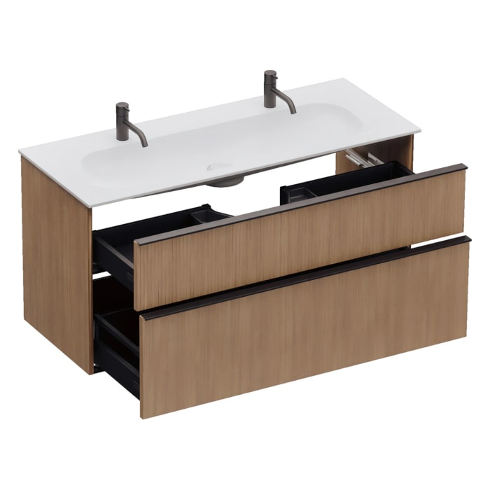 burgbad Fiumo 2.0 Mineralguss-Waschtisch mit Waschtischunterschrank 122 cm, mit Griff G0200