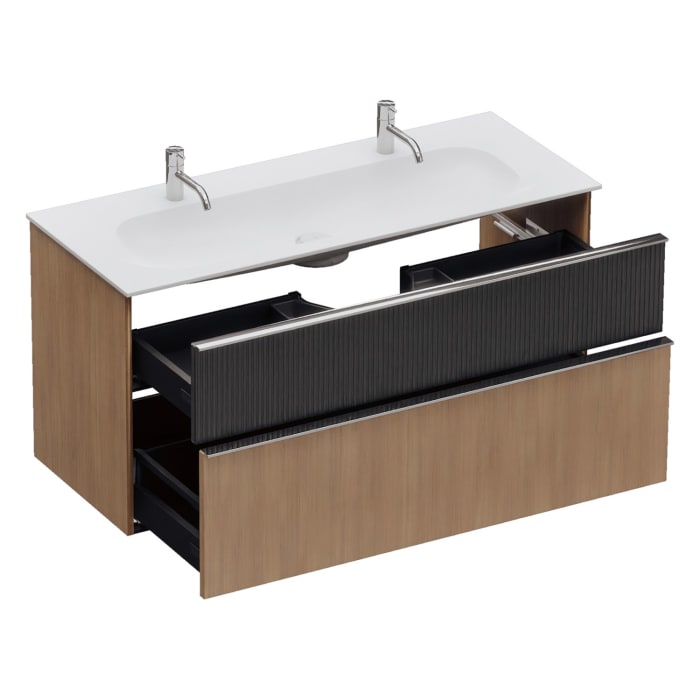 burgbad Fiumo 2.0 Mineralguss-Waschtisch mit Waschtischunterschrank 122 cm, mit Griff G0146