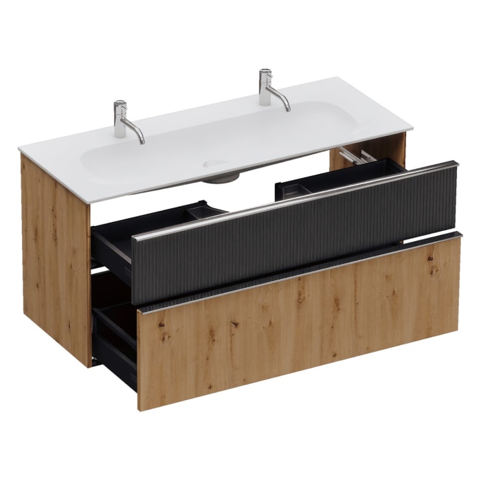 burgbad Fiumo 2.0 Mineralguss-Waschtisch mit Waschtischunterschrank 122 cm, mit Griff G0146