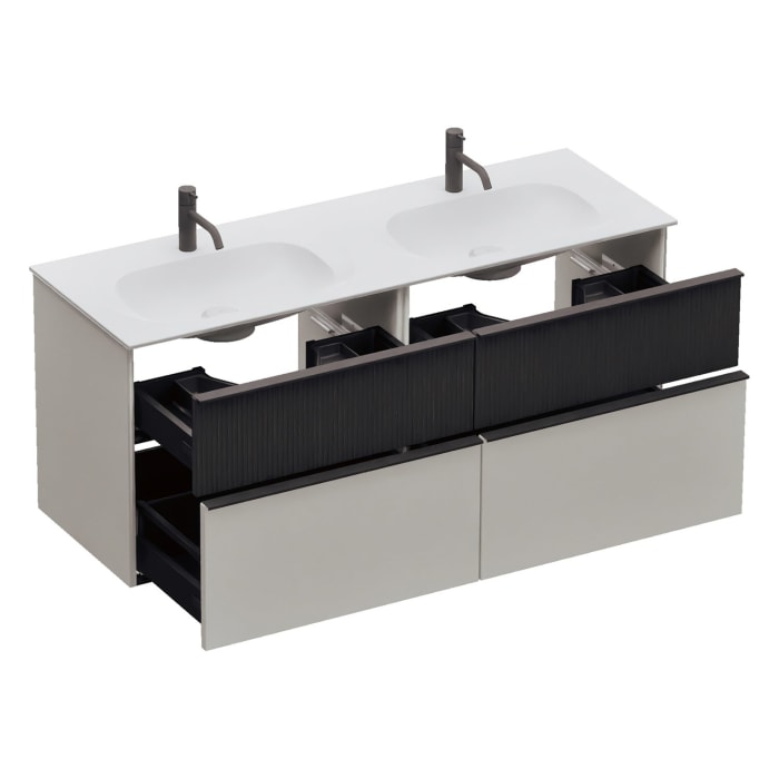 burgbad Fiumo 2.0 Mineralguss-Waschtisch mit Waschtischunterschrank 142 cm, mit Griff G0200