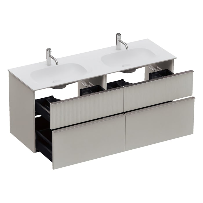 burgbad Fiumo 2.0 Mineralguss-Waschtisch mit Waschtischunterschrank 142 cm, mit Griff G0146