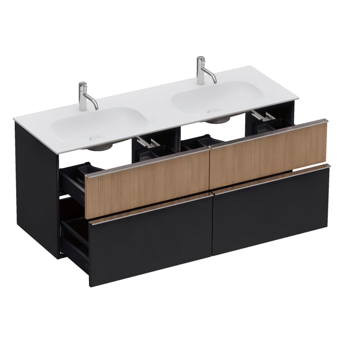 burgbad Fiumo 2.0 Mineralguss-Waschtisch mit Waschtischunterschrank 142 cm, mit Griff G0146