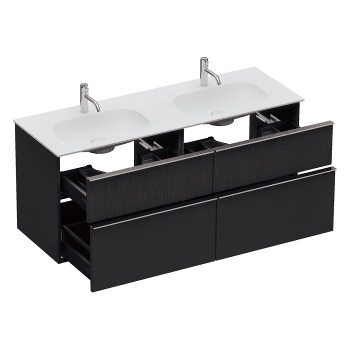 burgbad Fiumo 2.0 Mineralguss-Waschtisch mit Waschtischunterschrank 142 cm, mit Griff G0146