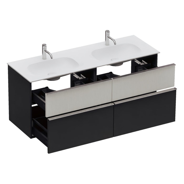 burgbad Fiumo 2.0 Mineralguss-Waschtisch mit Waschtischunterschrank 142 cm, mit Griff G0146