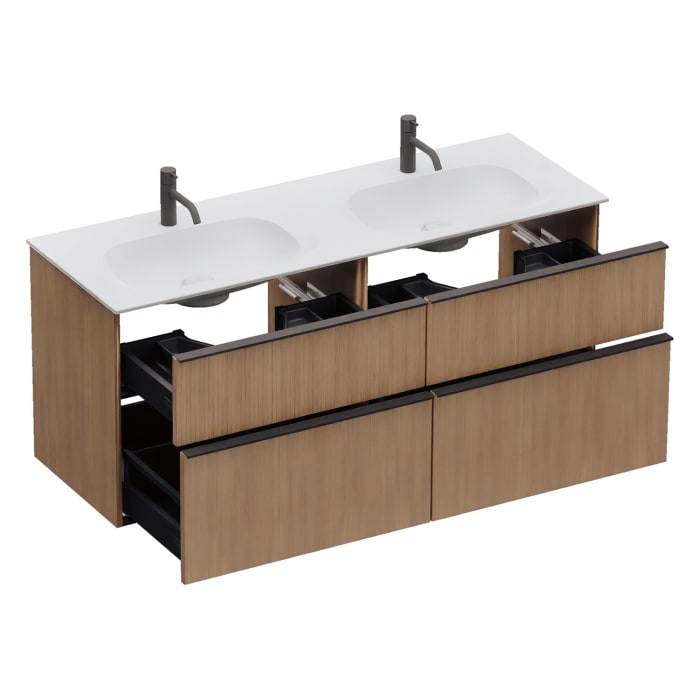 burgbad Fiumo 2.0 Mineralguss-Waschtisch mit Waschtischunterschrank 142 cm, mit Griff G0200