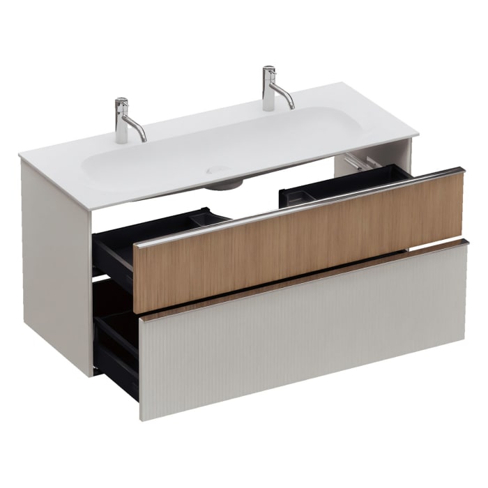 burgbad Fiumo 2.0 Mineralguss-Waschtisch mit Waschtischunterschrank 122 cm, mit Griff G0146