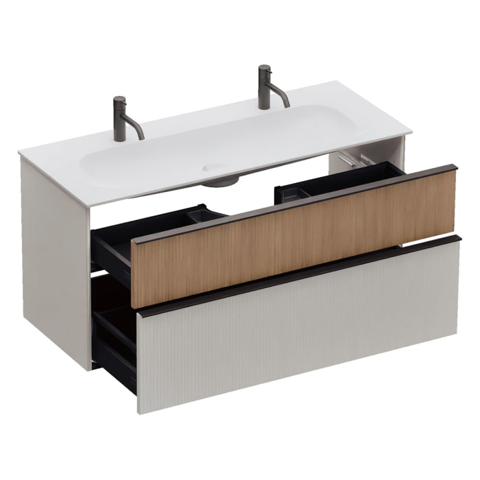 burgbad Fiumo 2.0 Mineralguss-Waschtisch mit Waschtischunterschrank 122 cm, mit Griff G0200