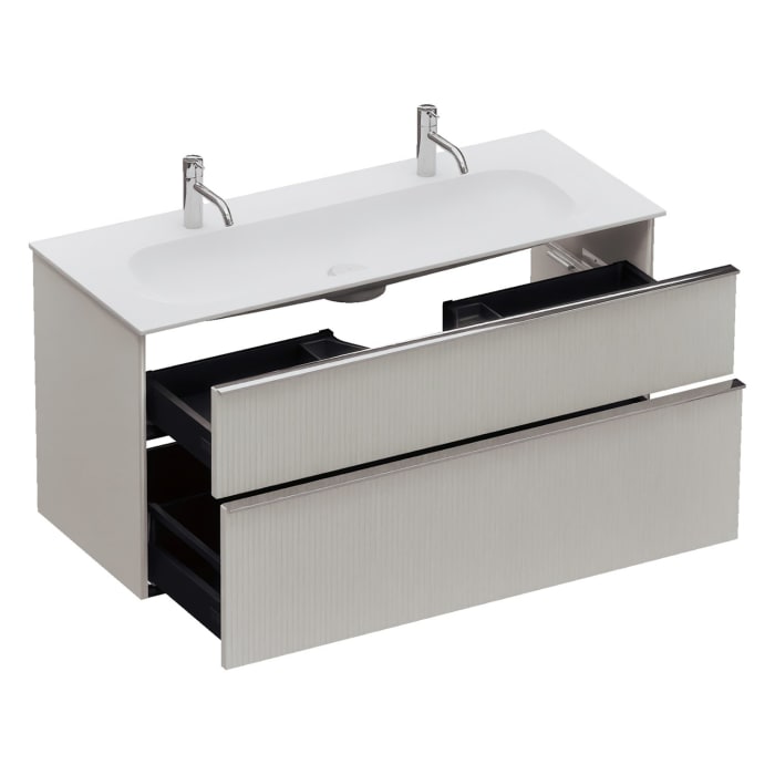 burgbad Fiumo 2.0 Mineralguss-Waschtisch mit Waschtischunterschrank 122 cm, mit Griff G0146