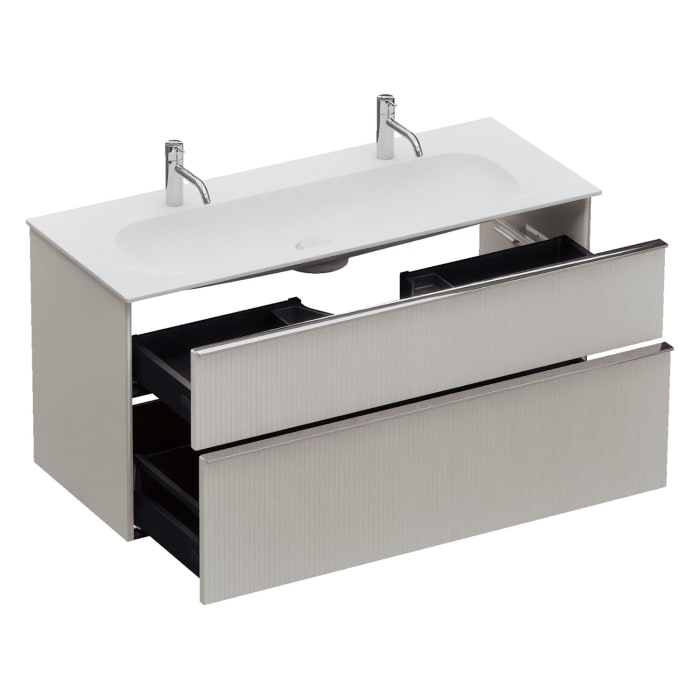 burgbad Fiumo 2.0 Mineralguss-Waschtisch mit Waschtischunterschrank 122 cm, mit Griff G0146