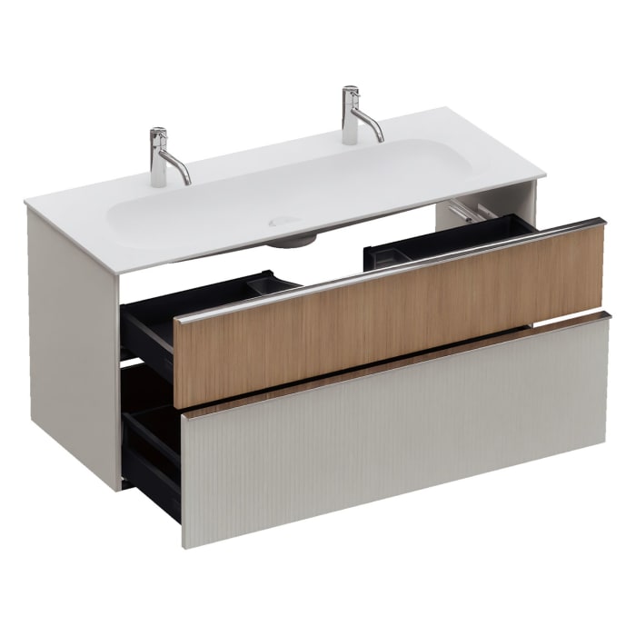 burgbad Fiumo 2.0 Mineralguss-Waschtisch mit Waschtischunterschrank 122 cm, mit Griff G0146