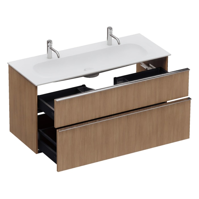 burgbad Fiumo 2.0 Mineralguss-Waschtisch mit Waschtischunterschrank 122 cm, mit Griff G0146