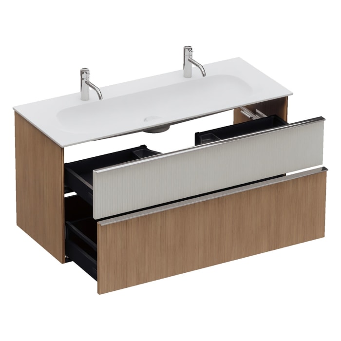 burgbad Fiumo 2.0 Mineralguss-Waschtisch mit Waschtischunterschrank 122 cm, mit Griff G0146