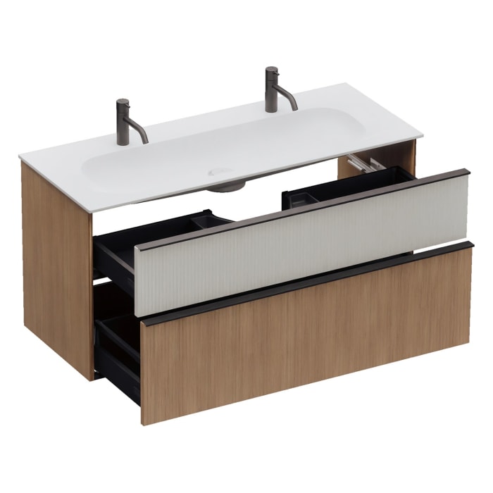 burgbad Fiumo 2.0 Mineralguss-Waschtisch mit Waschtischunterschrank 122 cm, mit Griff G0200