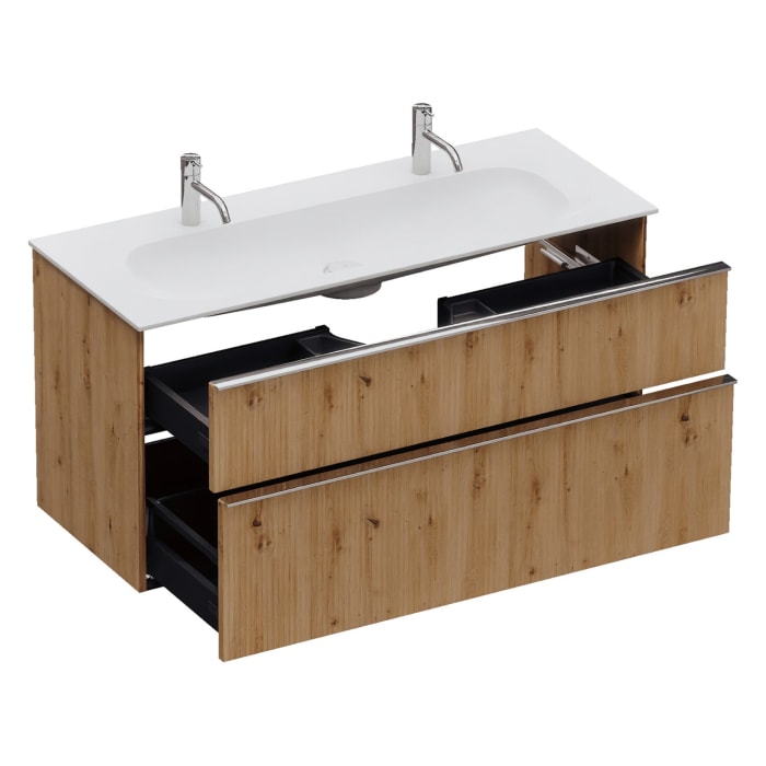 burgbad Fiumo 2.0 Mineralguss-Waschtisch mit Waschtischunterschrank 122 cm, mit Griff G0146