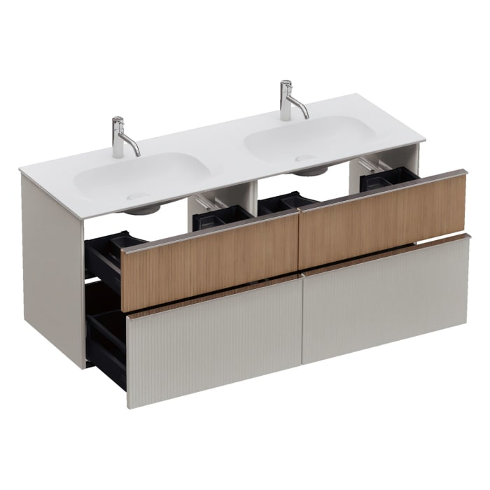 burgbad Fiumo 2.0 Mineralguss-Waschtisch mit Waschtischunterschrank 142 cm, mit Griff G0146