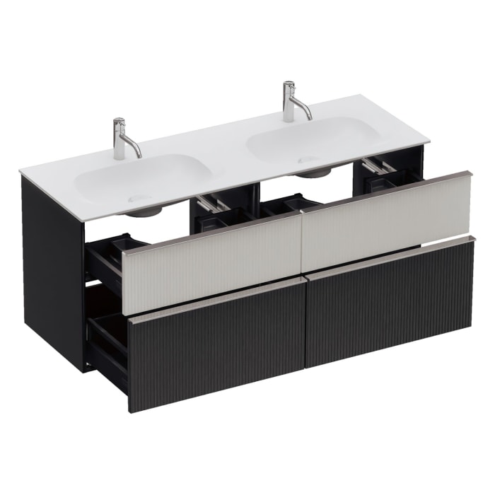 burgbad Fiumo 2.0 Mineralguss-Waschtisch mit Waschtischunterschrank 142 cm, mit Griff G0146