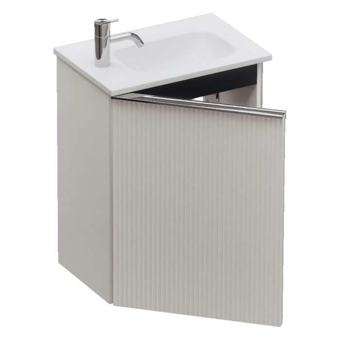 burgbad Fiumo 2.0 Mineralguss-Waschtisch mit Waschtischunterschrank 47 cm, mit Griff G0146