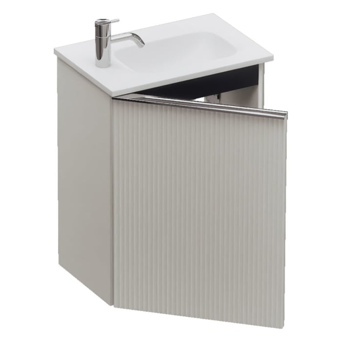 burgbad Fiumo 2.0 Mineralguss-Waschtisch mit Waschtischunterschrank 47 cm, mit Griff G0146