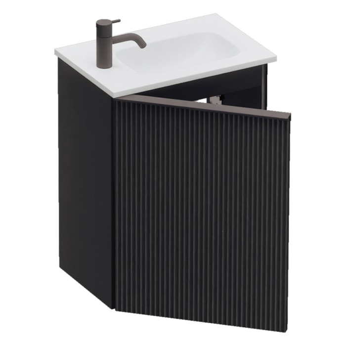 burgbad Fiumo 2.0 Mineralguss-Waschtisch mit Waschtischunterschrank 47 cm, mit Griff G0200