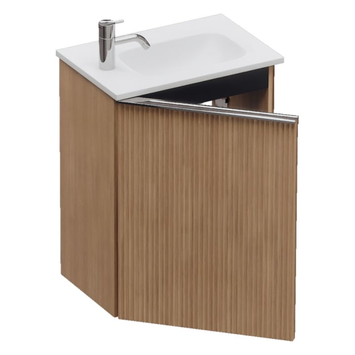 burgbad Fiumo 2.0 Mineralguss-Waschtisch mit Waschtischunterschrank 47 cm, mit Griff G0146