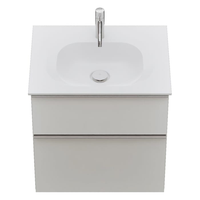 burgbad Fiumo 2.0 Mineralguss-Waschtisch mit Waschtischunterschrank 62 cm, mit Griff G0146