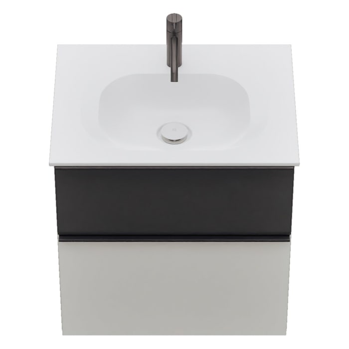 burgbad Fiumo 2.0 Mineralguss-Waschtisch mit Waschtischunterschrank 62 cm, mit Griff G0200