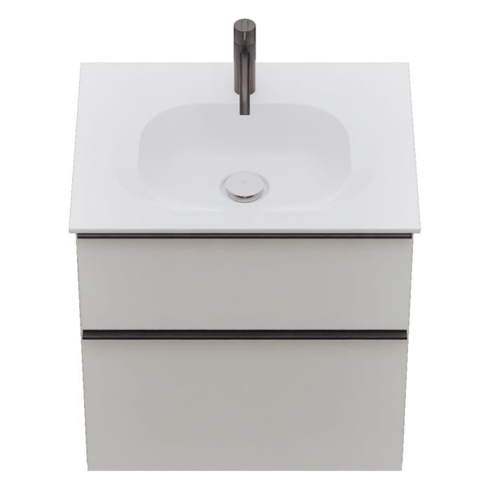 burgbad Fiumo 2.0 Mineralguss-Waschtisch mit Waschtischunterschrank 62 cm, mit Griff G0200