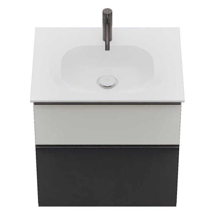 burgbad Fiumo 2.0 Mineralguss-Waschtisch mit Waschtischunterschrank 62 cm, mit Griff G0200