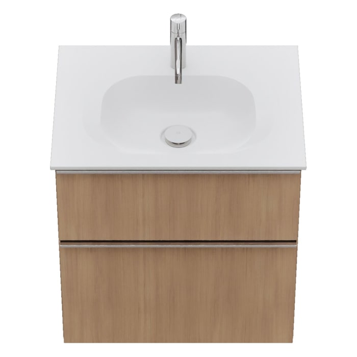 burgbad Fiumo 2.0 Mineralguss-Waschtisch mit Waschtischunterschrank 62 cm, mit Griff G0146