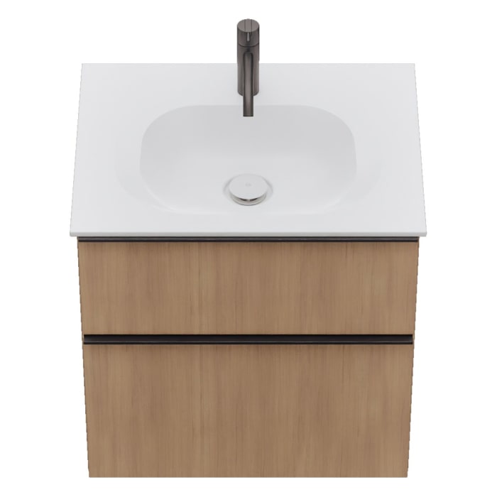 burgbad Fiumo 2.0 Mineralguss-Waschtisch mit Waschtischunterschrank 62 cm, mit Griff G0200