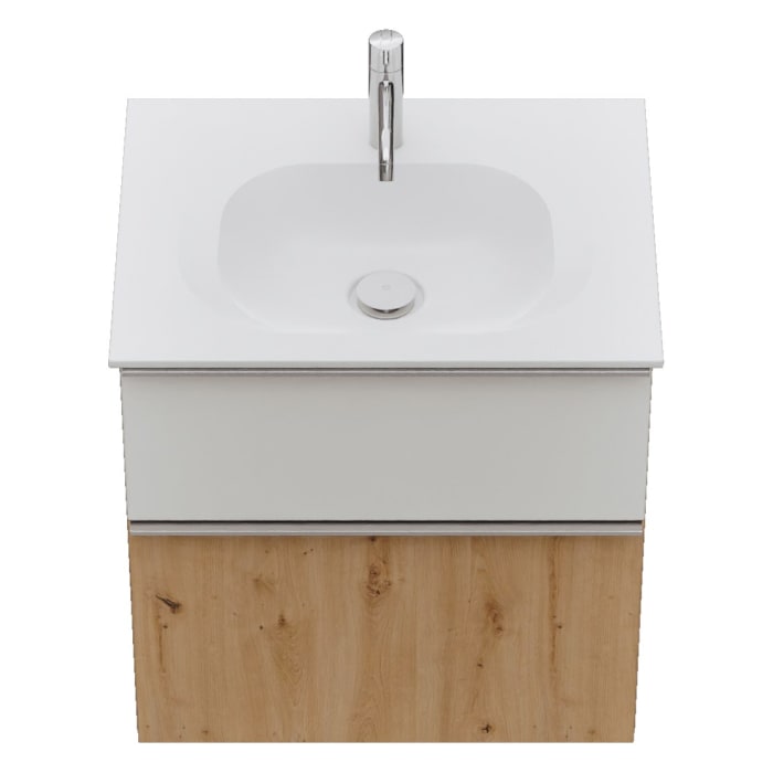 burgbad Fiumo 2.0 Mineralguss-Waschtisch mit Waschtischunterschrank 62 cm, mit Griff G0146