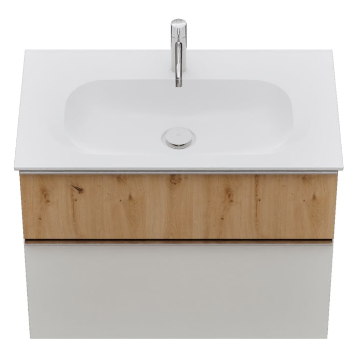 burgbad Fiumo 2.0 Mineralguss-Waschtisch mit Waschtischunterschrank 82 cm, mit Griff G0146