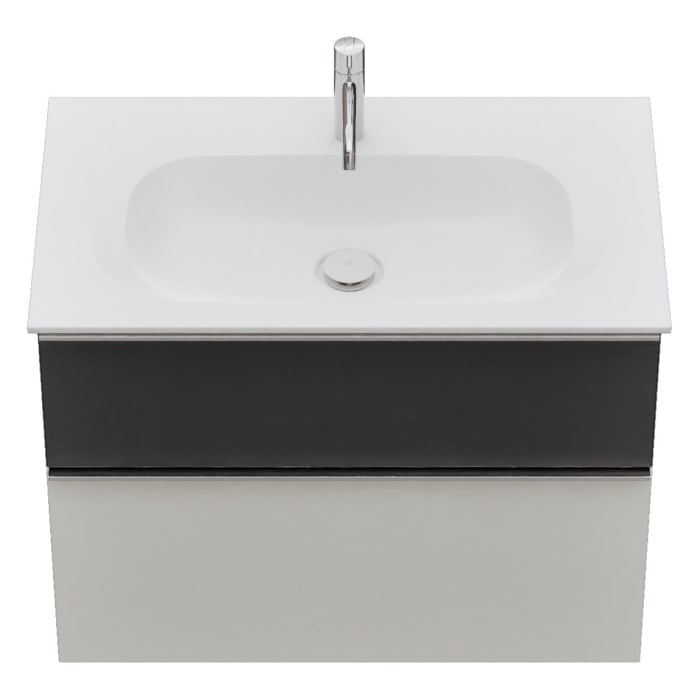 burgbad Fiumo 2.0 Mineralguss-Waschtisch mit Waschtischunterschrank 82 cm, mit Griff G0146