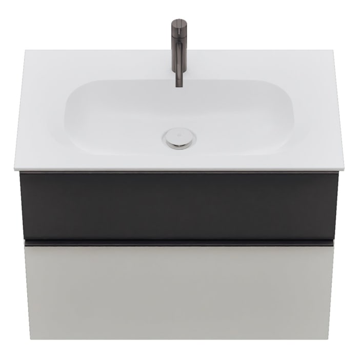 burgbad Fiumo 2.0 Mineralguss-Waschtisch mit Waschtischunterschrank 82 cm, mit Griff G0200