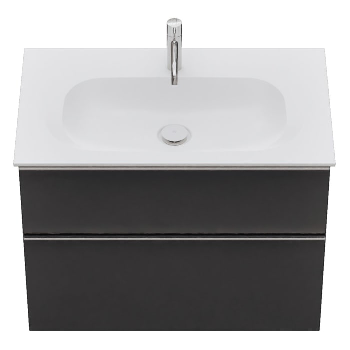 burgbad Fiumo 2.0 Mineralguss-Waschtisch mit Waschtischunterschrank 82 cm, mit Griff G0146