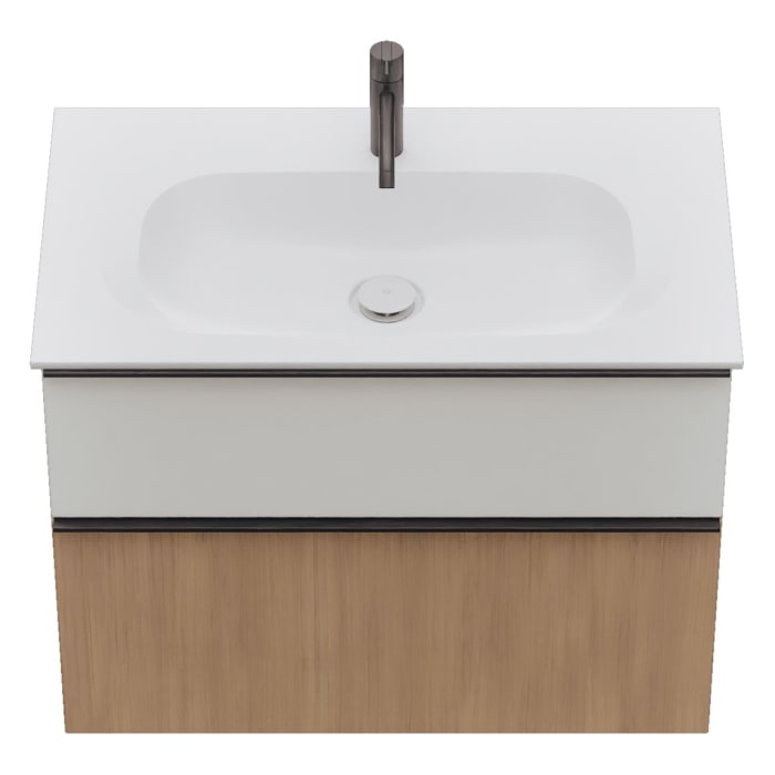 burgbad Fiumo 2.0 Mineralguss-Waschtisch mit Waschtischunterschrank 82 cm, mit Griff G0200