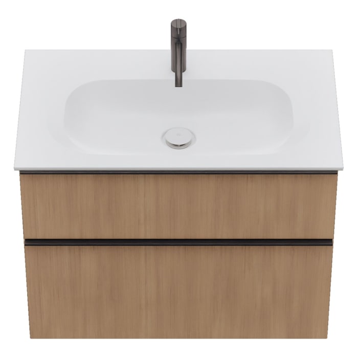 burgbad Fiumo 2.0 Mineralguss-Waschtisch mit Waschtischunterschrank 82 cm, mit Griff G0200