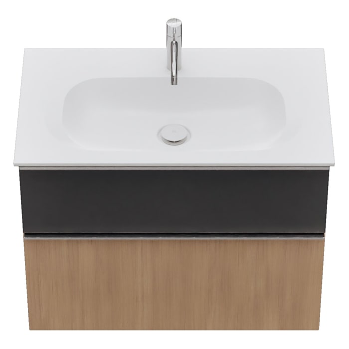 burgbad Fiumo 2.0 Mineralguss-Waschtisch mit Waschtischunterschrank 82 cm, mit Griff G0146