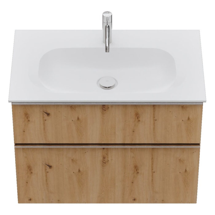 burgbad Fiumo 2.0 Mineralguss-Waschtisch mit Waschtischunterschrank 82 cm, mit Griff G0146