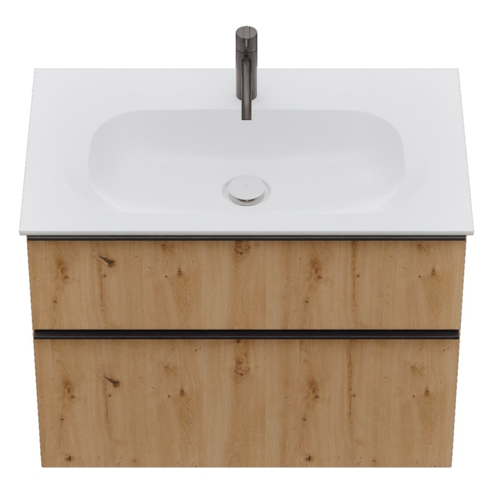 burgbad Fiumo 2.0 Mineralguss-Waschtisch mit Waschtischunterschrank 82 cm, mit Griff G0200