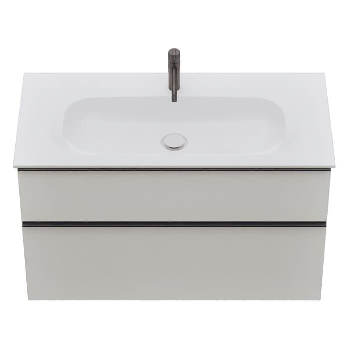 burgbad Fiumo 2.0 Mineralguss-Waschtisch mit Waschtischunterschrank 102 cm, mit Griff G0200