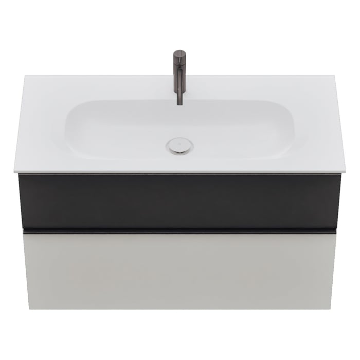 burgbad Fiumo 2.0 Mineralguss-Waschtisch mit Waschtischunterschrank 102 cm, mit Griff G0200