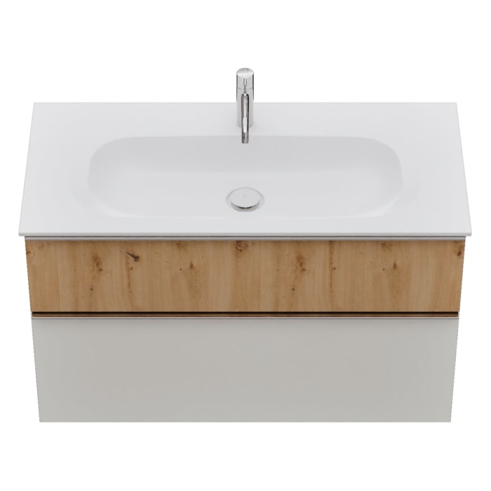 burgbad Fiumo 2.0 Mineralguss-Waschtisch mit Waschtischunterschrank 102 cm, mit Griff G0146