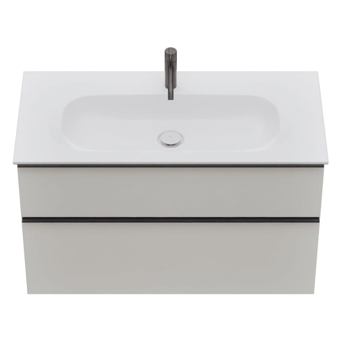 burgbad Fiumo 2.0 Mineralguss-Waschtisch mit Waschtischunterschrank 102 cm, mit Griff G0200