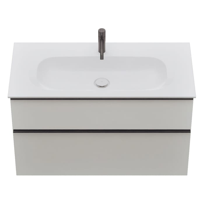 burgbad Fiumo 2.0 Mineralguss-Waschtisch mit Waschtischunterschrank 102 cm, mit Griff G0200