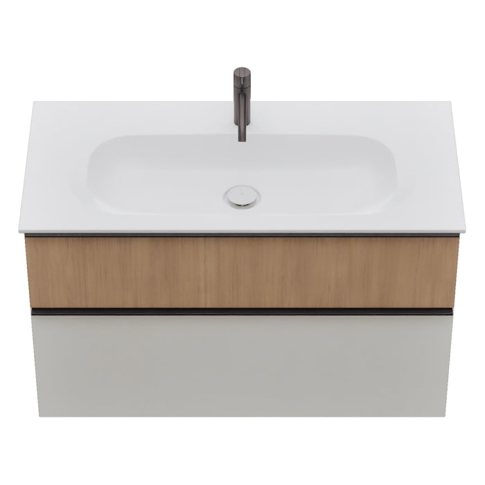 burgbad Fiumo 2.0 Mineralguss-Waschtisch mit Waschtischunterschrank 102 cm, mit Griff G0200