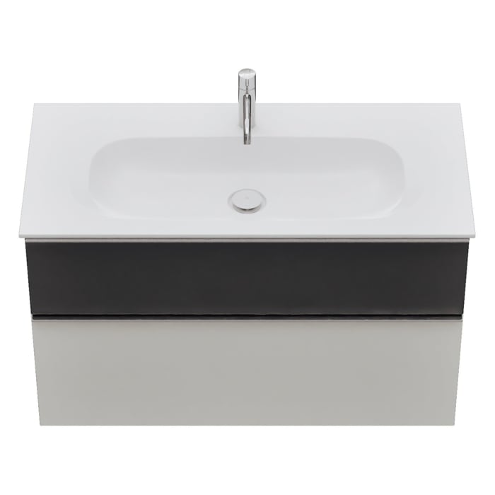 burgbad Fiumo 2.0 Mineralguss-Waschtisch mit Waschtischunterschrank 102 cm, mit Griff G0146