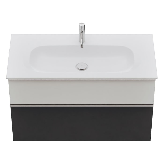 burgbad Fiumo 2.0 Mineralguss-Waschtisch mit Waschtischunterschrank 102 cm, mit Griff G0146