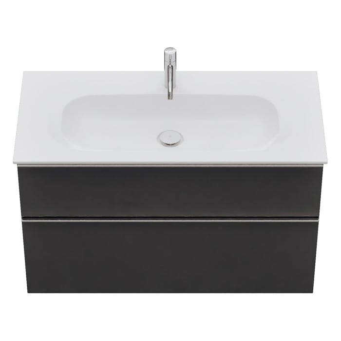 burgbad Fiumo 2.0 Mineralguss-Waschtisch mit Waschtischunterschrank 102 cm, mit Griff G0146