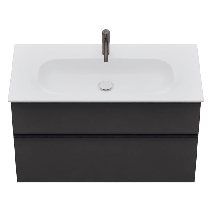 burgbad Fiumo 2.0 Mineralguss-Waschtisch mit Waschtischunterschrank 102 cm, mit Griff G0200